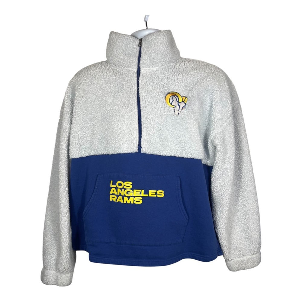 NFL Women's Sz XXL Los Angeles Rams Half-Zip Sherpa Pullover Football Logo -2269